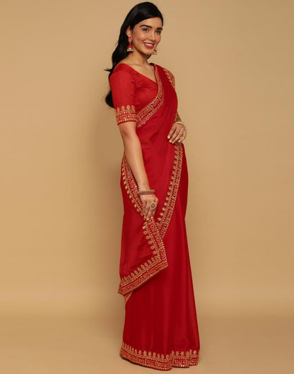 Red Georgette Embroidery Saree | Sudathi