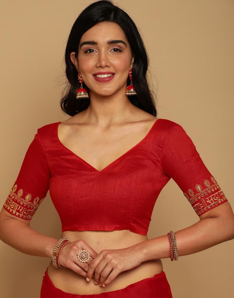 Red Georgette Embroidery Saree | Sudathi