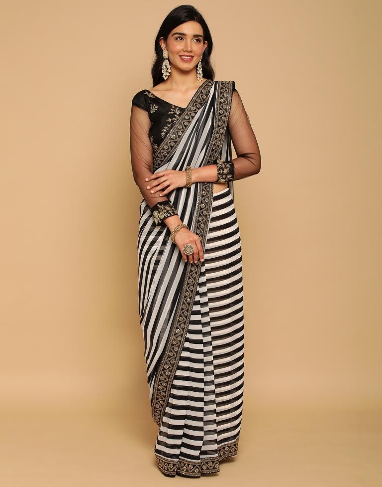 Black Georgette Printed Saree | Leemboodi