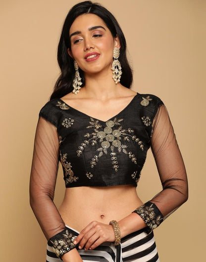 Black Georgette Printed Saree | Leemboodi