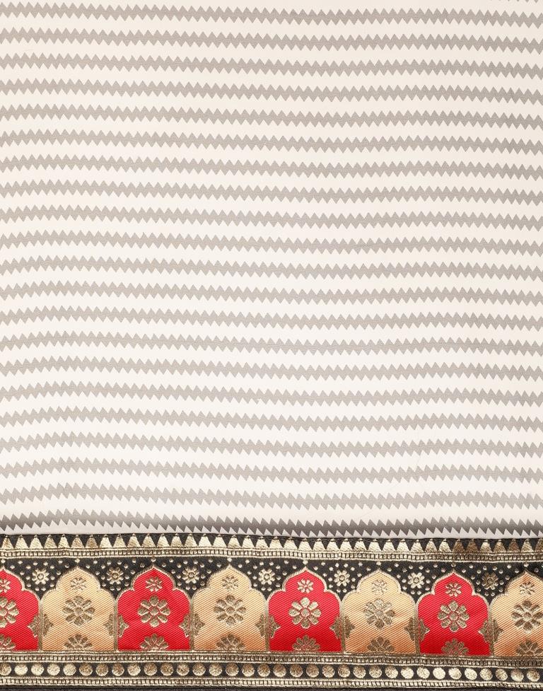 White Georgette Printed Saree | Leemboodi