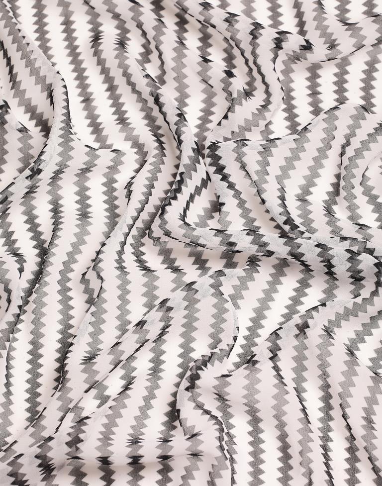 White Georgette Printed Saree | Leemboodi