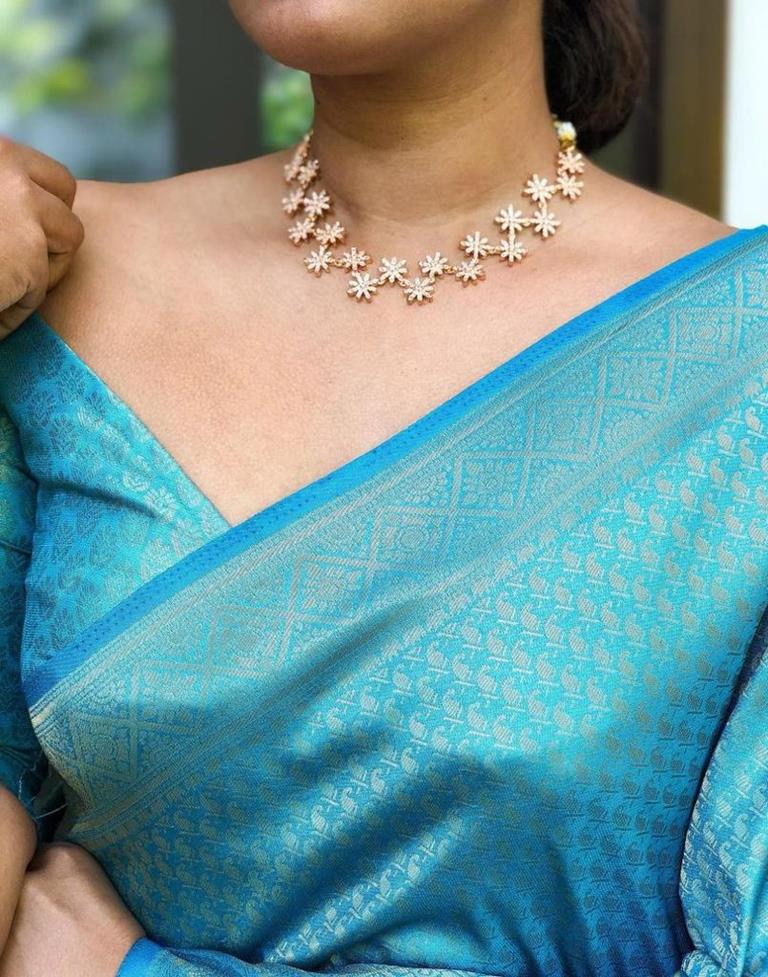 Sky Blue Kanjivaram Silk Saree | Sudathi