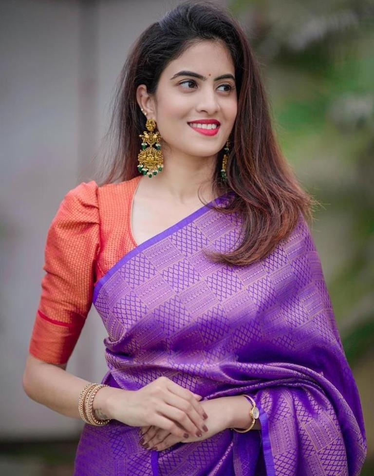 Purple Kanjivaram Silk Saree | Sudathi