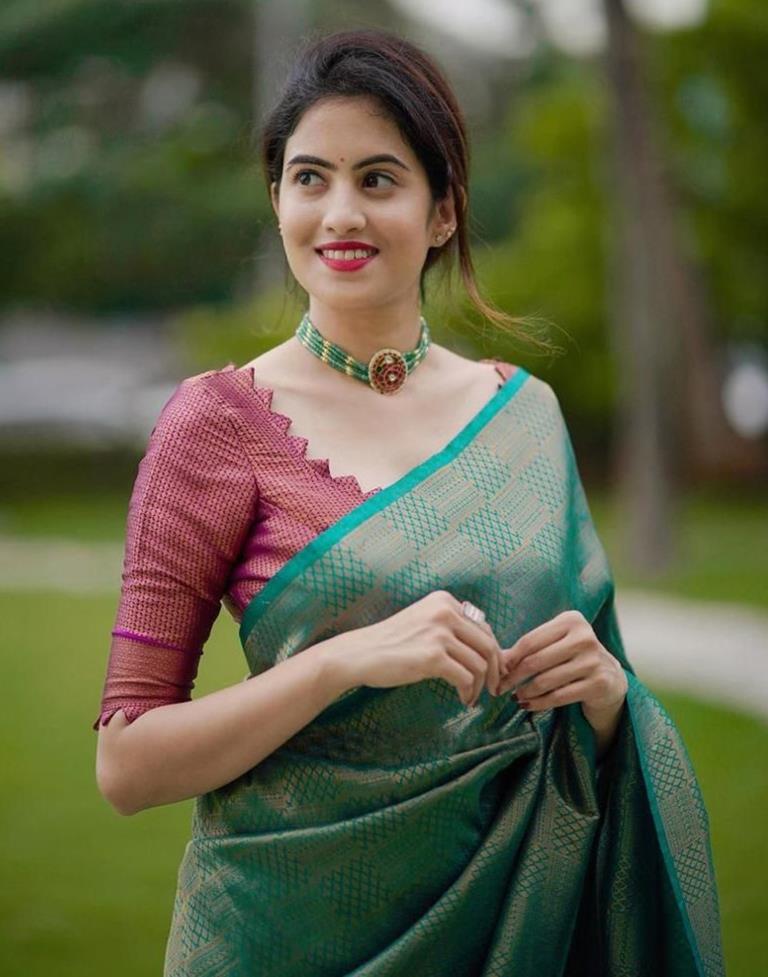 Rama Green Kanjivaram Silk Saree | Sudathi