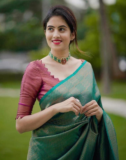 Rama Green Kanjivaram Silk Saree | Sudathi