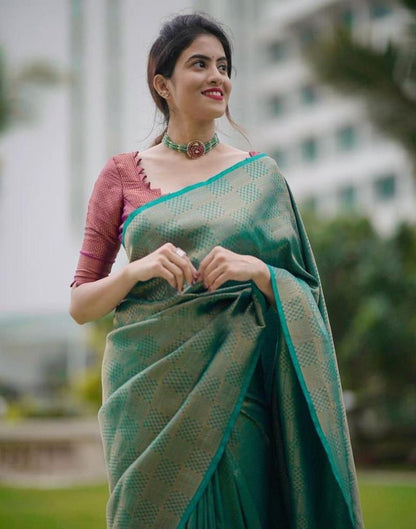 Rama Green Kanjivaram Silk Saree | Sudathi