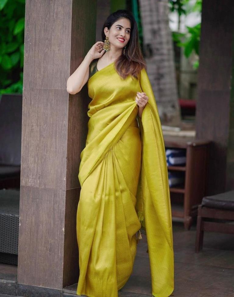 Lemon Yellow Kanjivaram Silk Saree | Sudathi