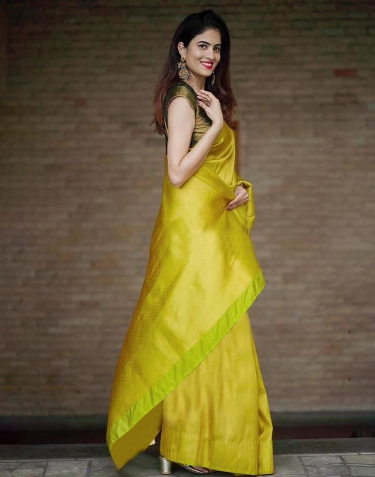 Lemon Yellow Kanjivaram Silk Saree | Sudathi