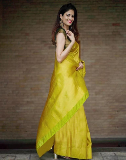 Lemon Yellow Kanjivaram Silk Saree | Sudathi