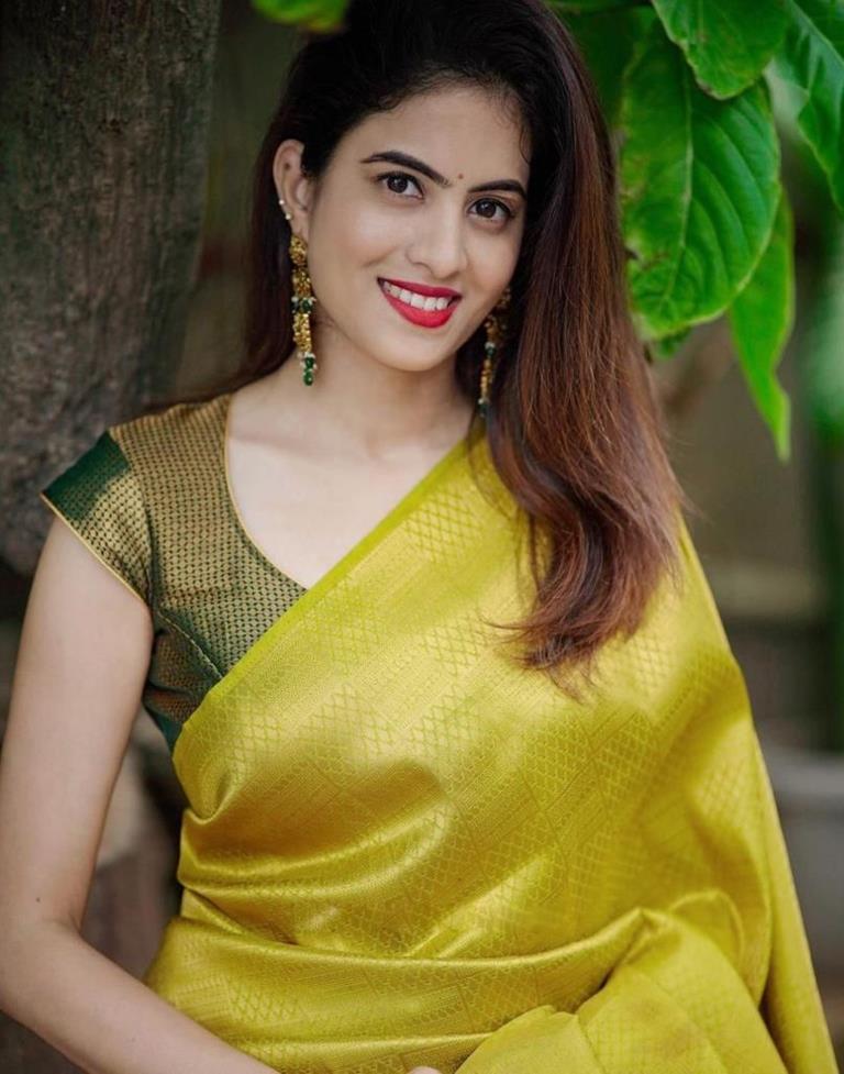 Lemon Yellow Kanjivaram Silk Saree | Sudathi