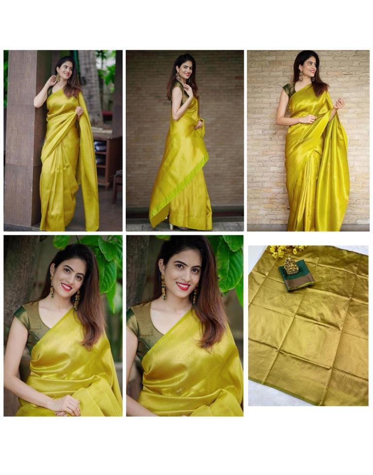 Lemon Yellow Kanjivaram Silk Saree | Sudathi