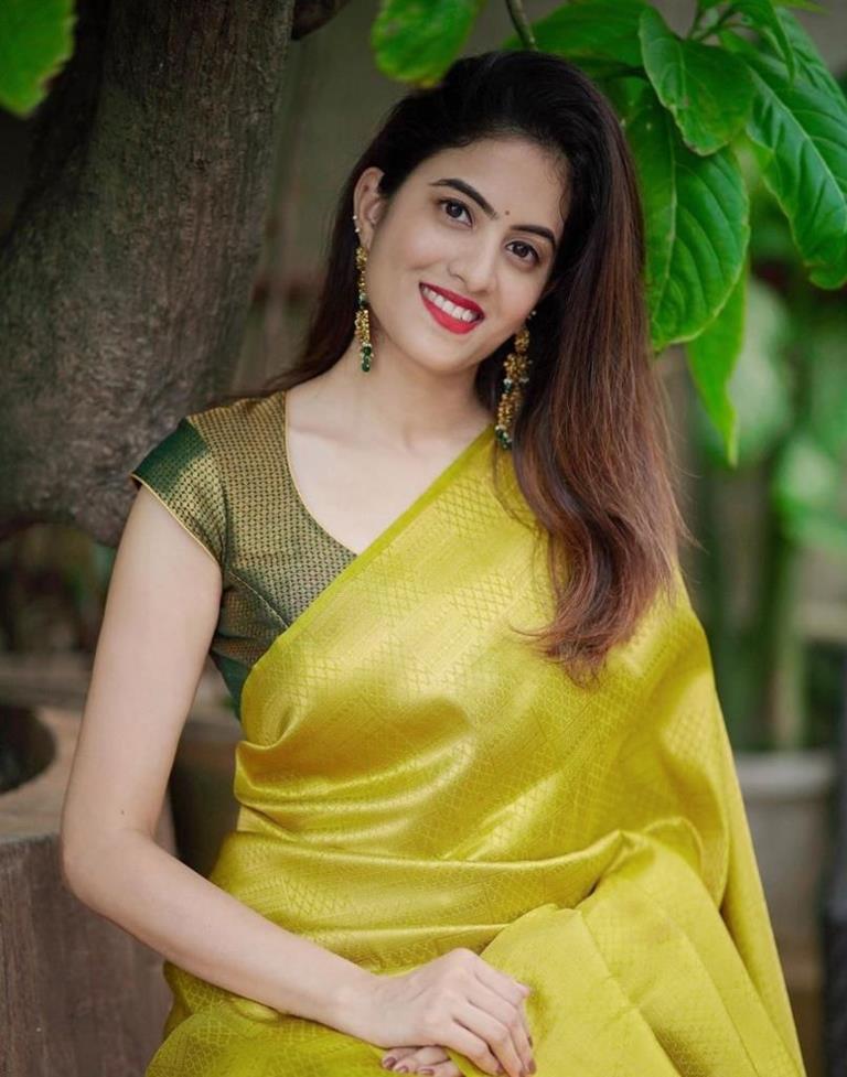 Lemon Yellow Kanjivaram Silk Saree | Sudathi