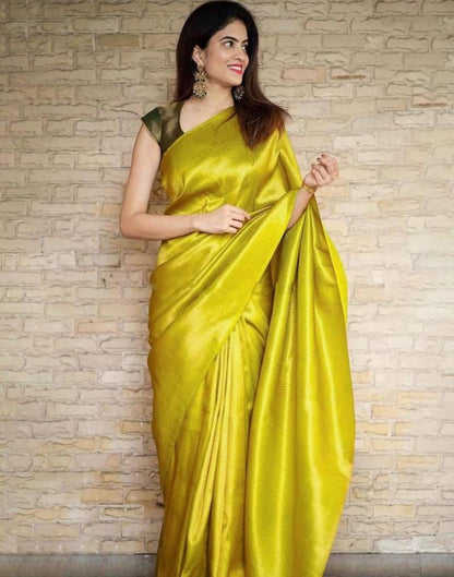 Lemon Yellow Kanjivaram Silk Saree | Sudathi