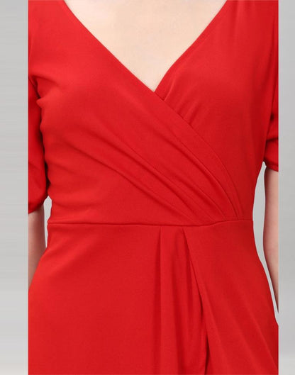 Red Puff Sleeve Bodycon Dress | Sudathi