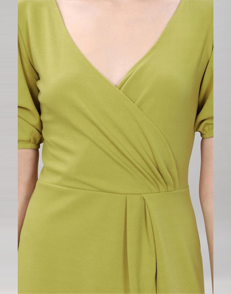Pine Green Puff Sleeve Bodycon Dress | Sudathi