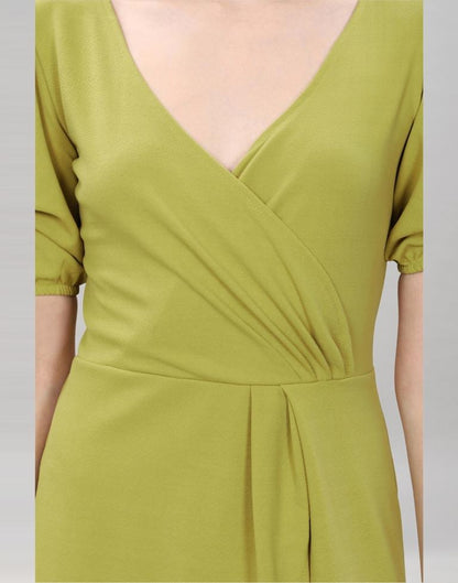 Pine Green Puff Sleeve Bodycon Dress | Sudathi