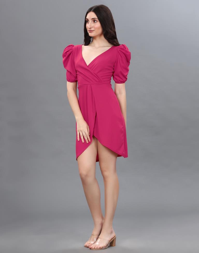 Pink Puff Sleeve Bodycon | Sudathi