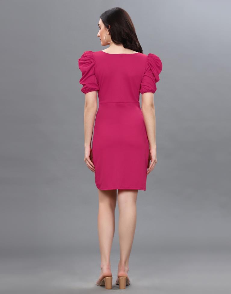 Pink Puff Sleeve Bodycon | Sudathi