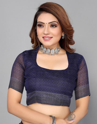Navy Blue Cotton Saree | Sudathi