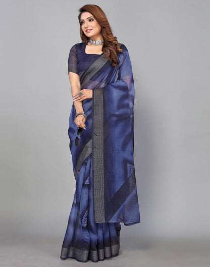 Navy Blue Cotton Saree | Sudathi