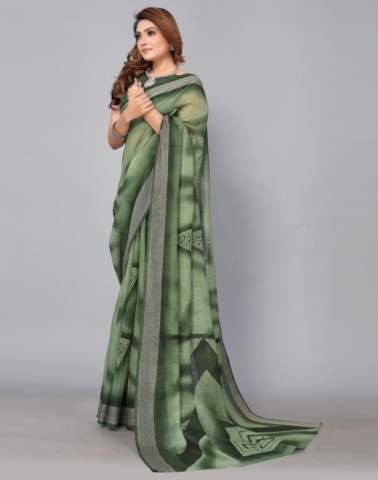 Green Cotton Saree | Sudathi