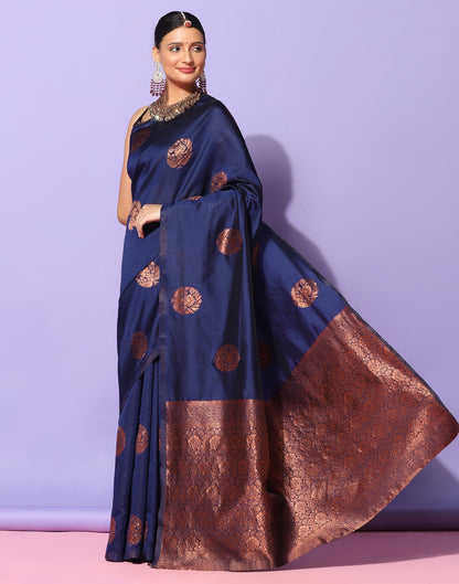Navy Blue Banarasi Silk Saree | Sudathi