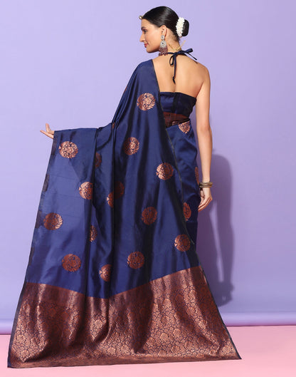 Navy Blue Banarasi Silk Saree | Sudathi