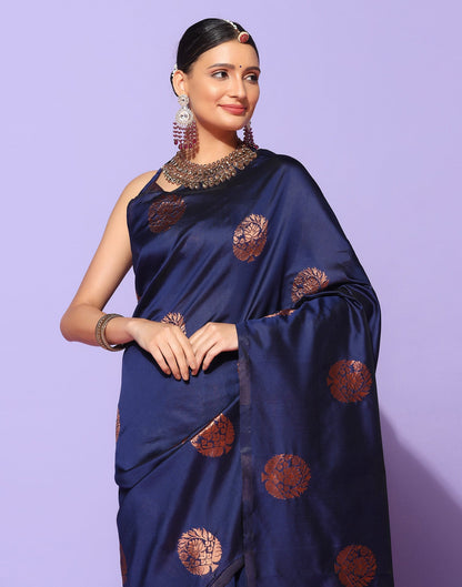 Navy Blue Banarasi Silk Saree | Sudathi