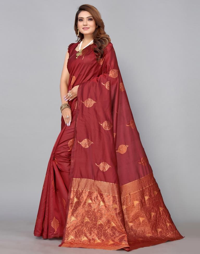 Maroon Banarasi Silk Saree | Sudathi