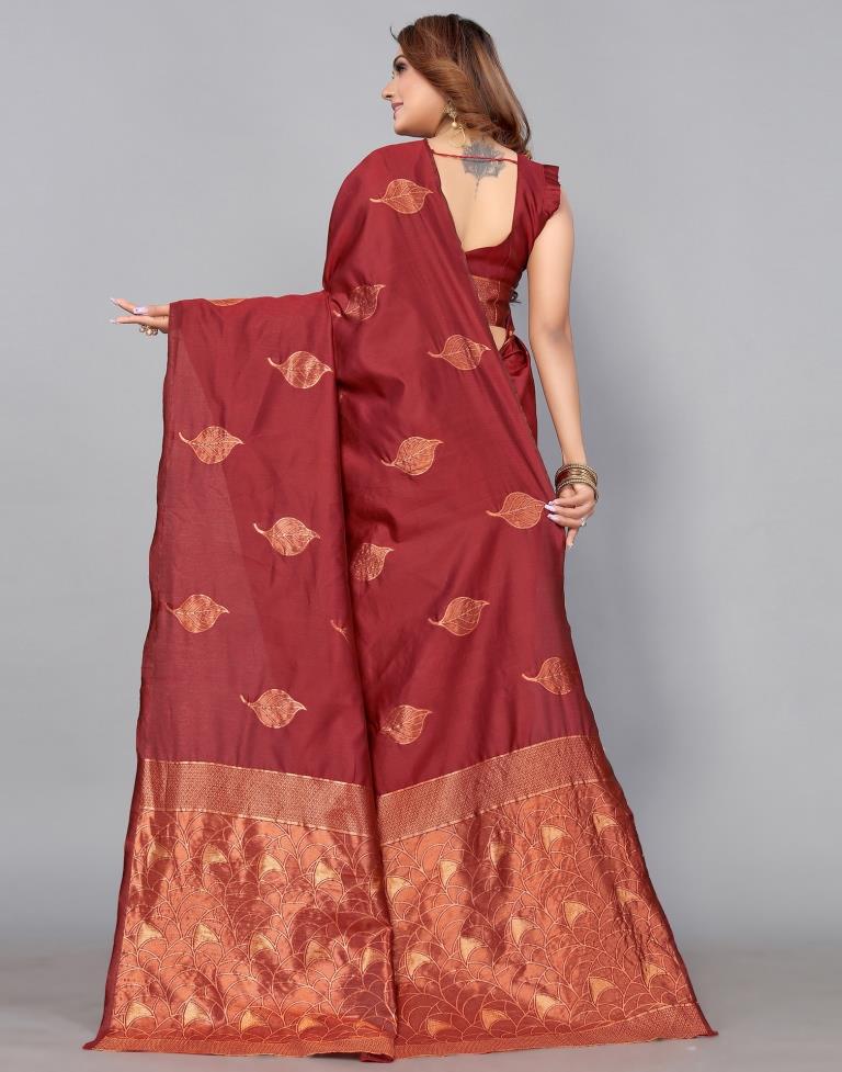 Maroon Banarasi Silk Saree | Sudathi