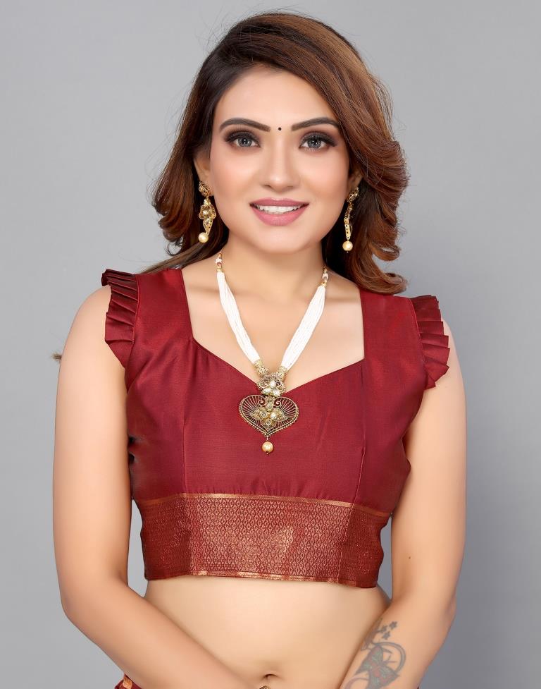 Maroon Banarasi Silk Saree | Sudathi