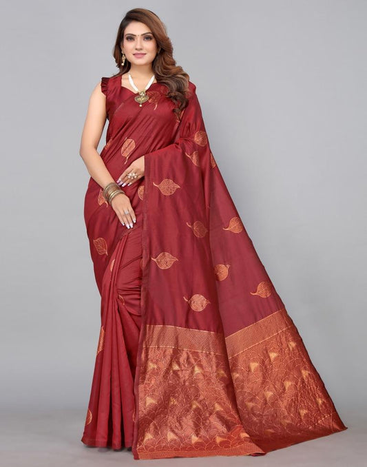Maroon Banarasi Silk Saree | Sudathi