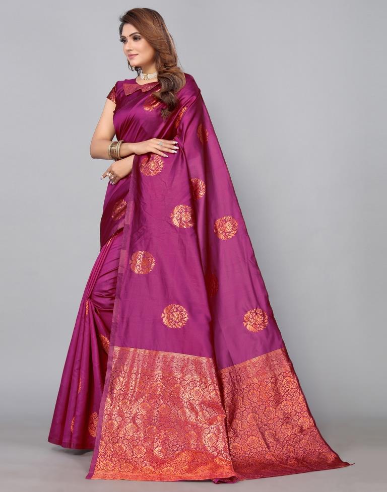 Magenta Banarasi Silk Saree | Sudathi