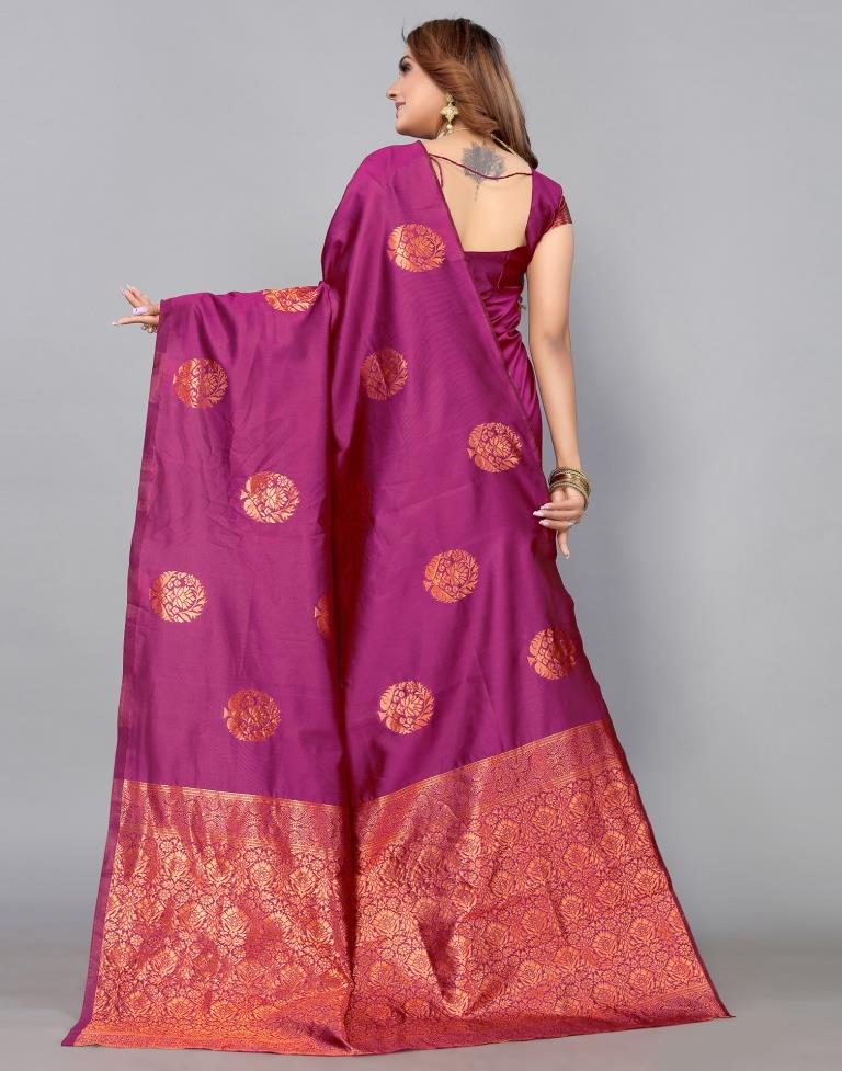 Magenta Banarasi Silk Saree | Sudathi