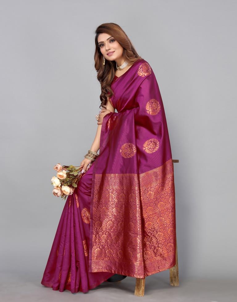 Magenta Banarasi Silk Saree | Sudathi