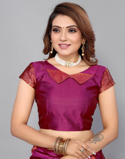 Magenta Banarasi Silk Saree | Sudathi