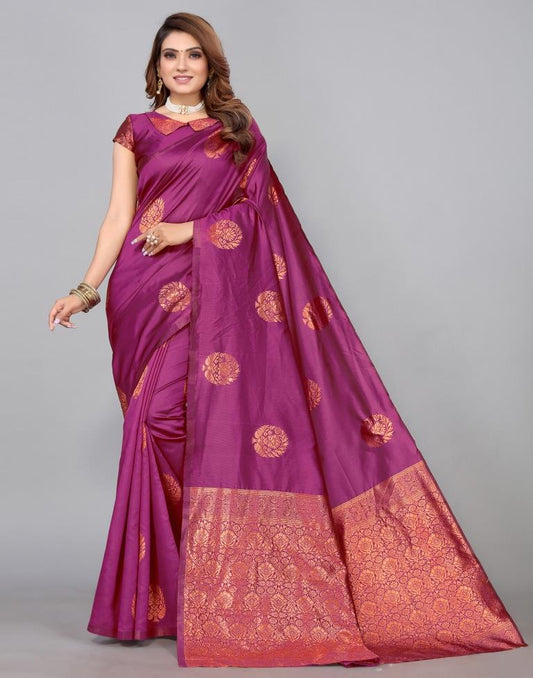 Magenta Banarasi Silk Saree | Sudathi