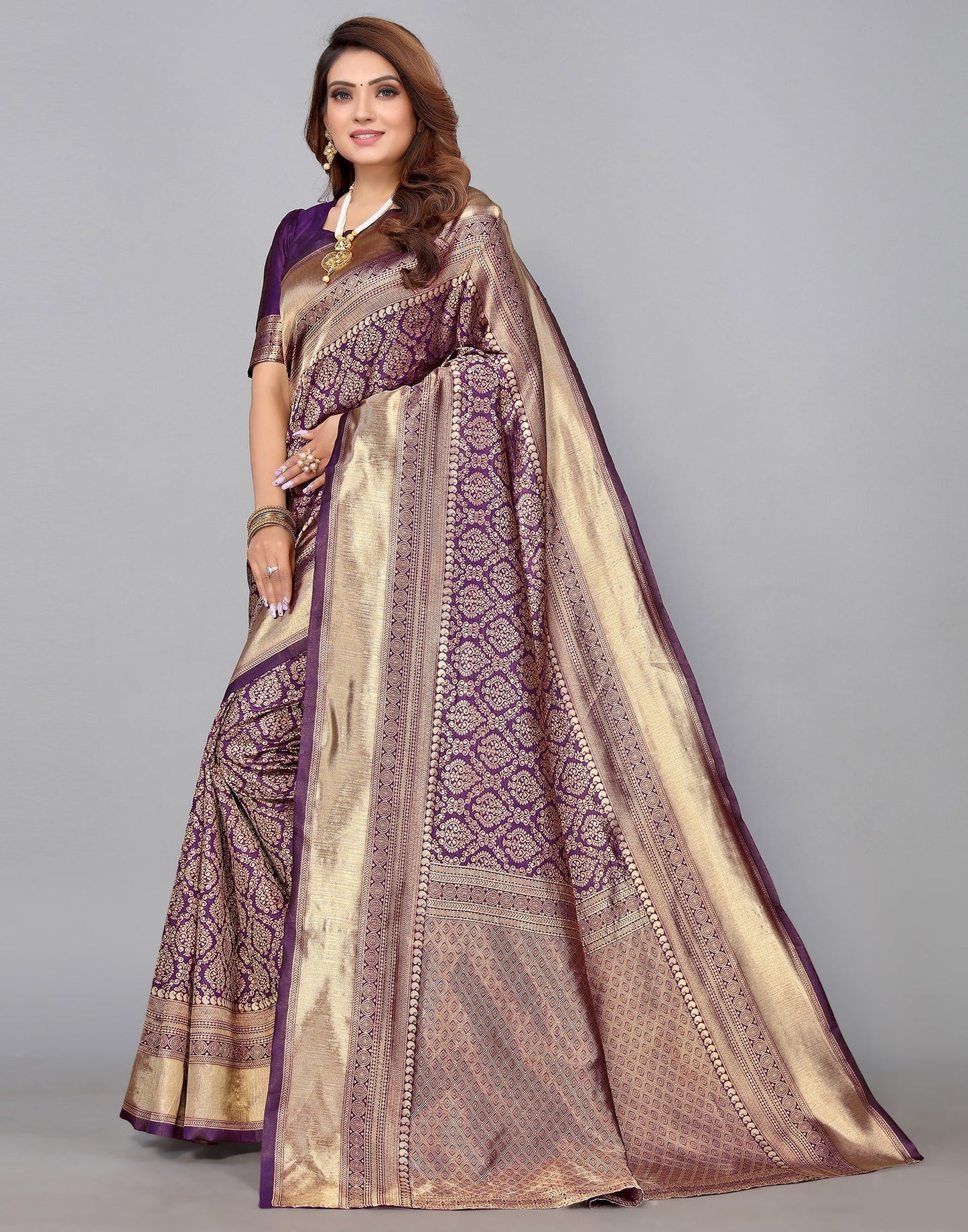 Purple Kanjivaram Silk Saree | Sudathi