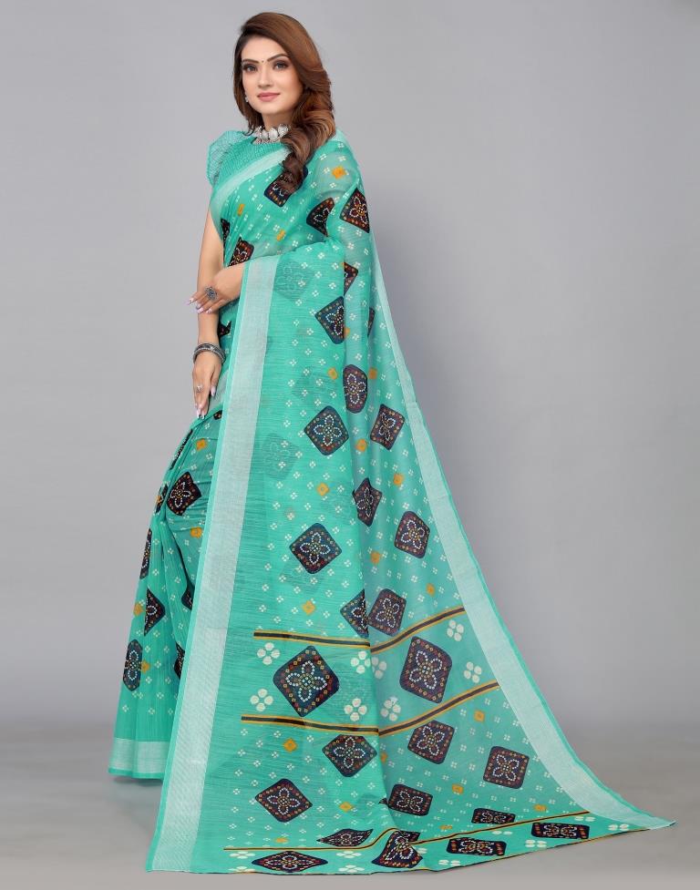 Turquoise Blue Cotton Saree | Sudathi