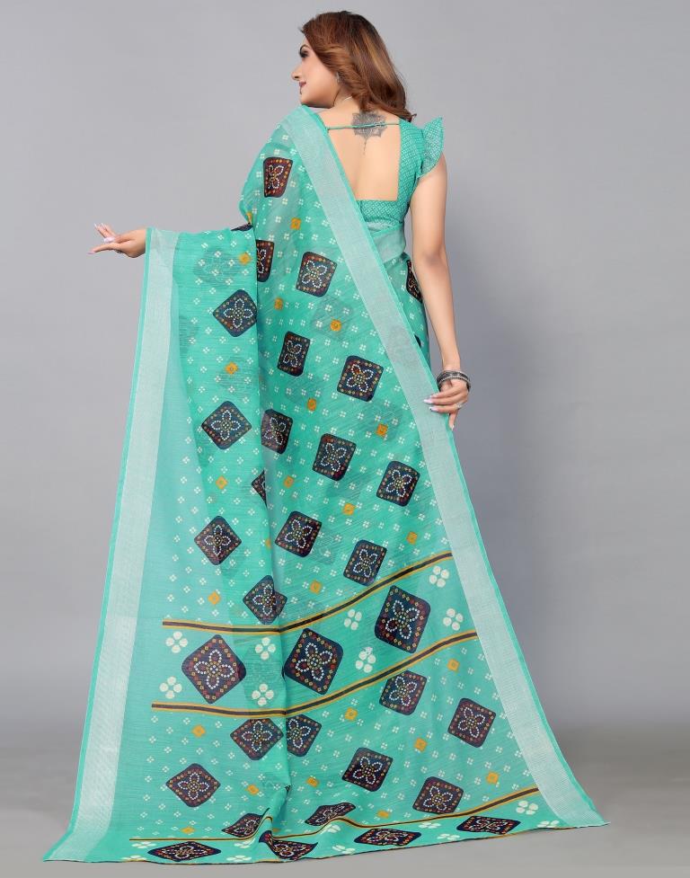 Turquoise Blue Cotton Saree | Sudathi