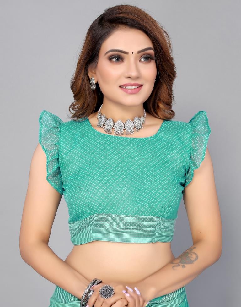 Turquoise Blue Cotton Saree | Sudathi