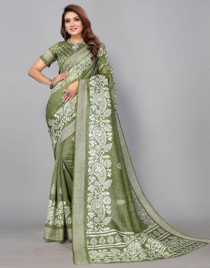 Green Cotton Saree | Sudathi