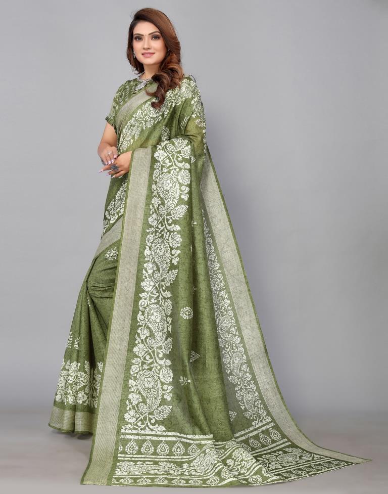 Green Cotton Saree | Sudathi