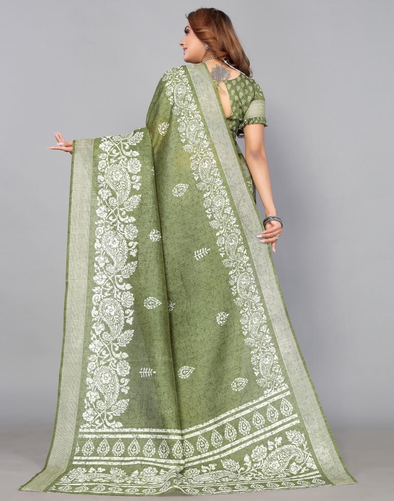 Green Cotton Saree | Sudathi