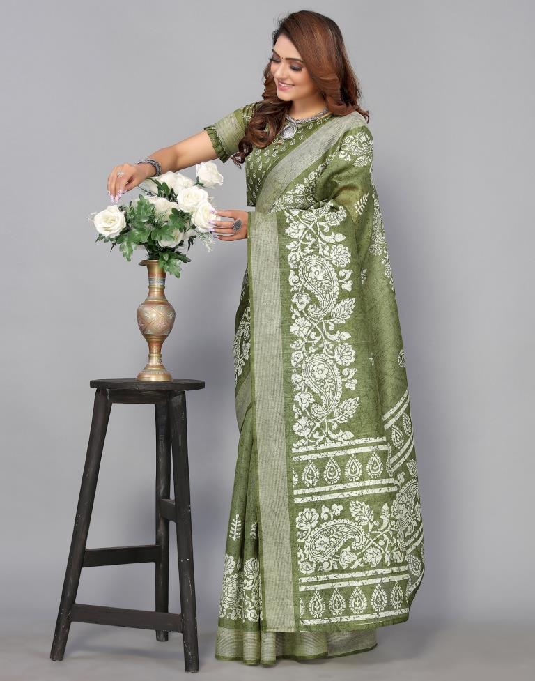 Green Cotton Saree | Sudathi