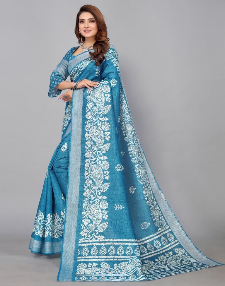 Dark Blue Cotton Saree | Sudathi