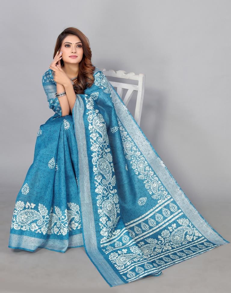 Dark Blue Cotton Saree | Sudathi