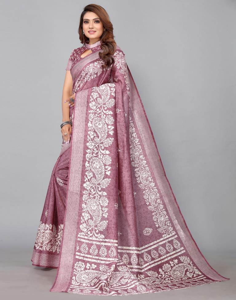Dusty Pink Cotton Saree | Sudathi