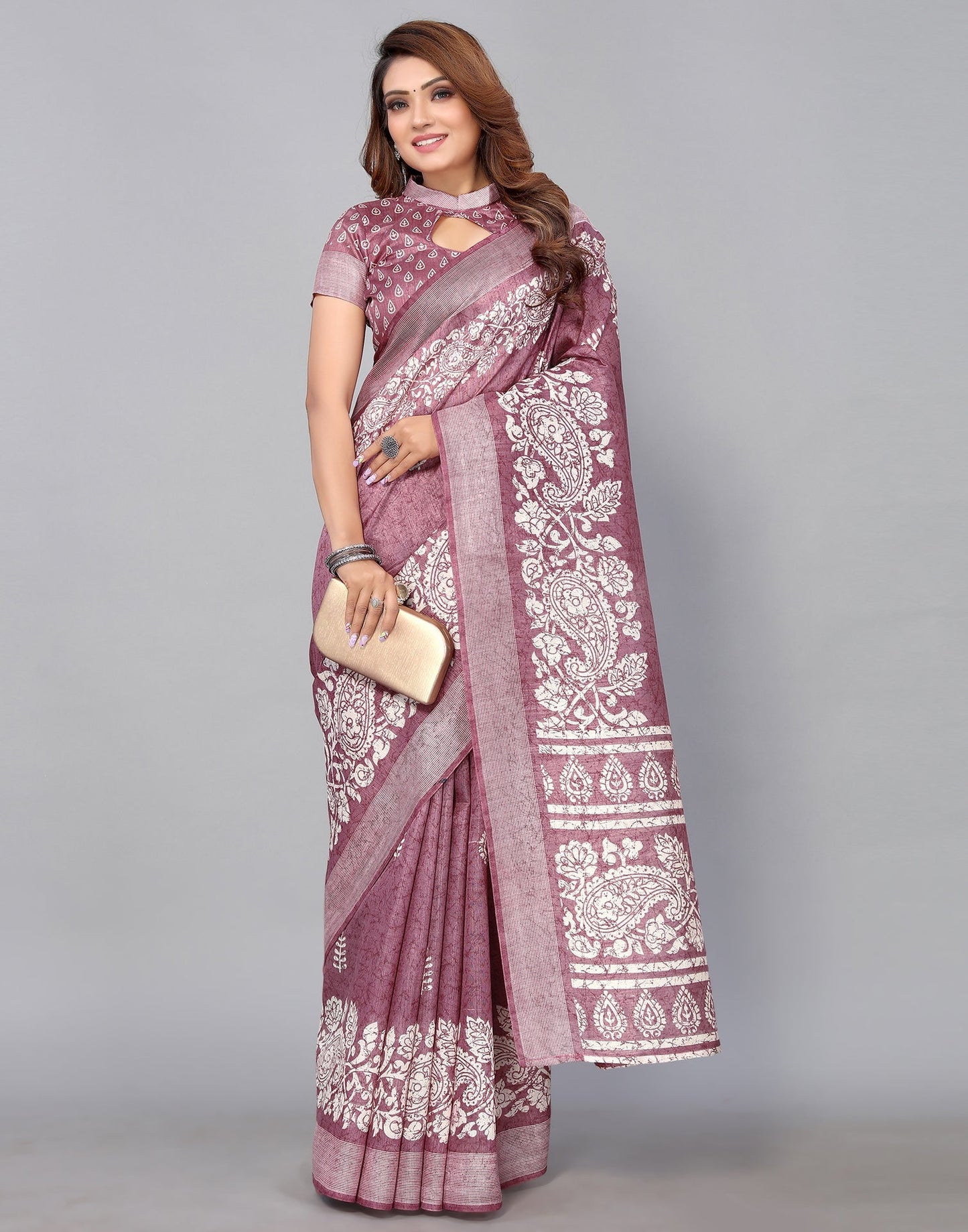 Dusty Pink Cotton Saree | Sudathi